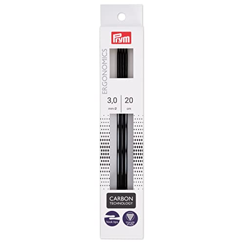 Prym 8" Ergonomic Double Point Knitting Needles, Carbon, US 2.5 (3mm) - size: US 2.5 (3 mm)