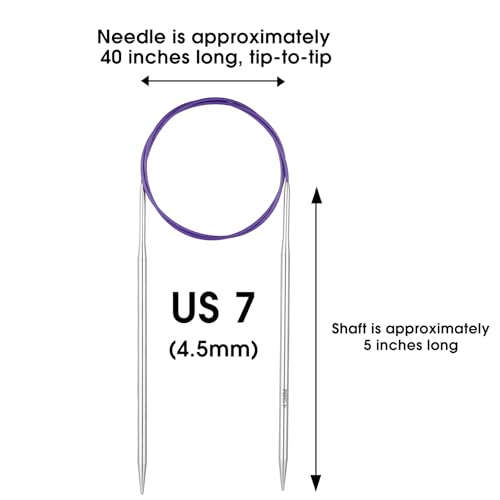 Circular Knitting Needles Stainless Steel Long Needles for Adults Beginners, Flexible Cord for Sweaters Blankets Socks,Lightweight Smooth Tips Magic Loop Knitting Needles (40inch, US7/4.5mm) - color: 40inch, size: US7/4.5mm