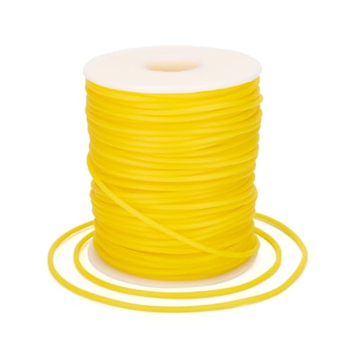 Beadthoven 2mm Hollow Pipe Rubber Tube Cords, 54.68Yards Barber Cord for Knitting Stitch Holder, Tubing Rubber Cord with Spool for Bracelet Jewelry Making DIY Crafts 1mm Hole - Gold - color: Gold, size: 2mm