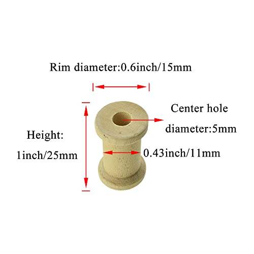 HAHIYO 1Inch 50PCs Natural Wood Spool Unfinished Wooden Empty Thread Spool Smooth Wire Weaving Bobbin Textile Bobbin Wooden Rotatable Spool for Crafts DIY Art Education - color: Wood Color, size: 1Inch-50P