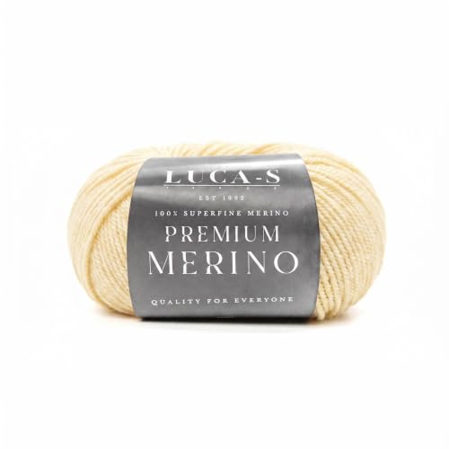 Premium Merino Yarn 4Ply Wool, Set of 10 Superwash Baby Merino - 100% Pure Extra Fine Merino Knitting Crochet Wools 50G Ball - color: Buttercream (09), size: 10 Units
