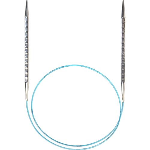 skacel by addi Rocket 2 (Squared) Circular Knitting Needles, Fixed 32 Inch (80 cm) Plated Brass Tips with Flexible Nylon Cord, 5 mm (US Size 8)