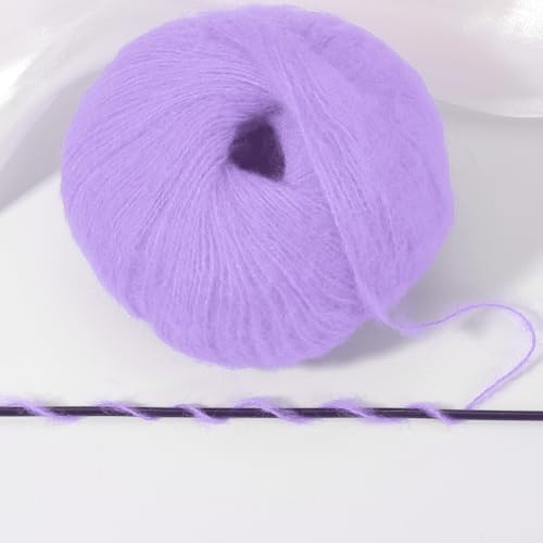 PATIKIL Mohair Yarn, Soft Yarn Faux Mohair Fuzzy Fur Fine Fluffy Yarns Thin for Crocheting Knitting Sweater Scarf Hat Crafts Blanket Rug, Light Purple - color: Light Purple