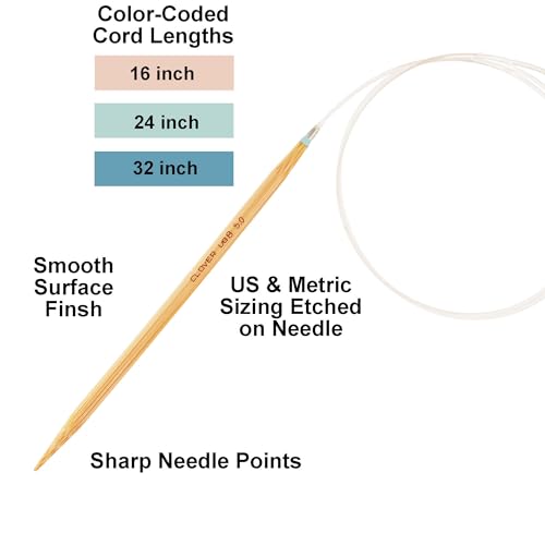 Clover PRO Takumi Circular Knitting Needle Bamboo 24in US 2.5 (3.00mm) | Size US 2.5 (3.00mm), 10 Stitch Markers - size: US 02.5 (3.00mm), 24in. (60cm)