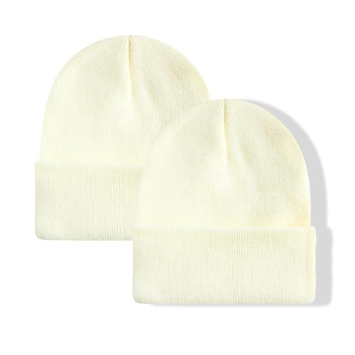 NPJY Unisex Beanie for Men and Women Knit Hat Winter Beanies | Warm-Keep & All-Size, Comfortable & Durable, Soft for Winter Weather - color: Beige+beige