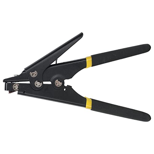 Portable Nylon Cable Tie Gun Adjustable Tension Plastic Zip Tie Fastening and Cutting Tool (Black) - color: Black
