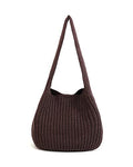 ENBEI Women's Crochet Tote Bag Aesthetic knit Shoulder bag beach tote - color: Brown
