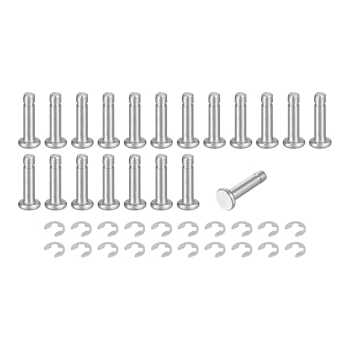 uxcell 20Set M3x12mm 304 Stainless Steel Cylindrical Shaft Snap Ring Locating Pin, Flat Head Grooved Hinge Cylinder Position Pin with E Clip Retaining Ring, Silver - size: M3x12mm