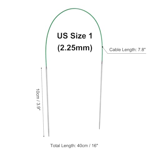 uxcell 1 Gauge Knitting Circular Needle 16 Inch(40cm) Metal Round Stainless Steel Needle with Large Eye Sewing & Stitch Markers for Handmade Projects DIY Knit Blankets - size: 2.25mm, 16 inch