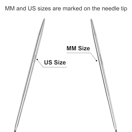 uxcell Size US 3 (3.25mm) Knitting Needles Circular Needle 16 Inch(40cm) Round Metal Stainless Steel Needle for Handmade Projects DIY Knitting - color: Black, size: 16 inch Size US 3 (3.25mm)