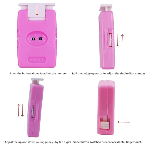VVZOWW Knitting Tool Manual Counting Device Sweater Pole Crochet Knitting Counter 2PCS Pink - color: Pink