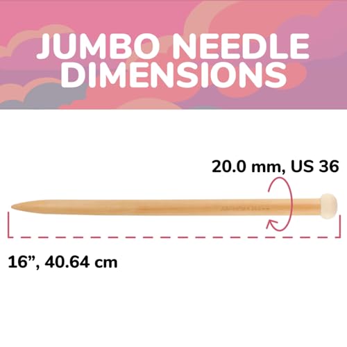JubileeYarn Jumbo Birch Knitting Needles - US 36 (20mm) - 16" Long - 1 Pair - size: US 36/20mm (16" Long)