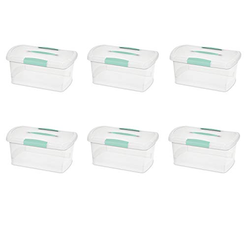 Sterilite Medium Nesting ShowOffs™, Clear Bin w/Latch Lid & Handle, 6 Pack | Heavy-Duty and Stackable Utility Box Containers for Home, Office, Cabinet, Closet, Bedroom, and Basement Organization - size: Medium, style: 6 Pack