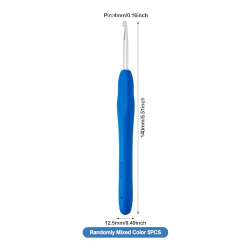 5 pcs Aluminum Crochet Hooks Knitting Needles Craft Yarn Pin 4mm Random Color Smooth Silicone Handle Crochet Hook for Beginners Handmade DIY Knitting Scarves Sweater Hat Clothing Accessories - color: Pin 4mm