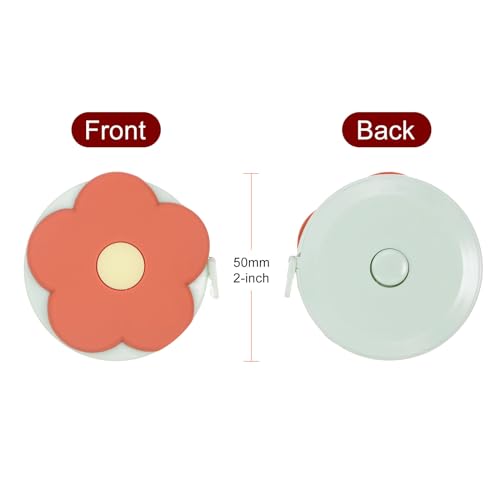 HARFINGTON 2pcs Soft Tape Measure 60-Inch 1.5 Meter Retractable Mini Cartoon Measuring Tape Cute Tape Ruler for Sewing Craft Cloth Body Measurements, Orange Flower - color: Orange Flower