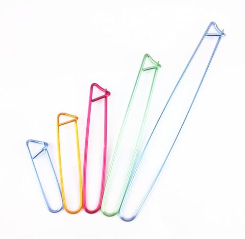 yueton 5pcs Colorful Aluminum Yarn Stitch Holder Crochet Hooks Knitting Needle Stitch Holders