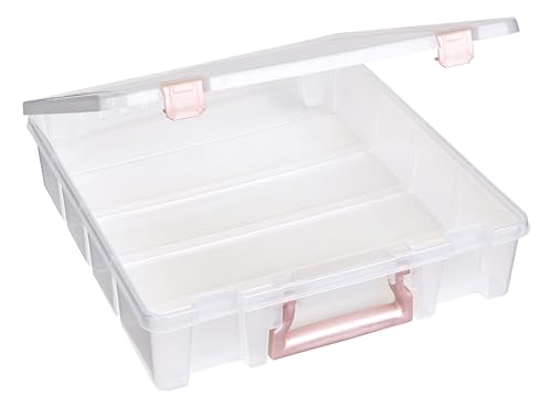 ArtBin Essentials 12 x 12 One-Compartment Craft Box, Clear | One Open Compartment, 15.25 x 14 x 3.5 Inches, Secure Latches, Stackable, Durable Polypropylene - color: Rose Gold, size: 1 Pack