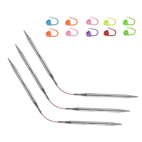 US9/5.5mm9-inchFlexibleCircular DoublePointed Knitting Needles,3-PieceSet | Perfect for knitting socks, stuffed animals, fingerless gloves, coasters, and other small, delicate knitting projects - size: 5.5MM
