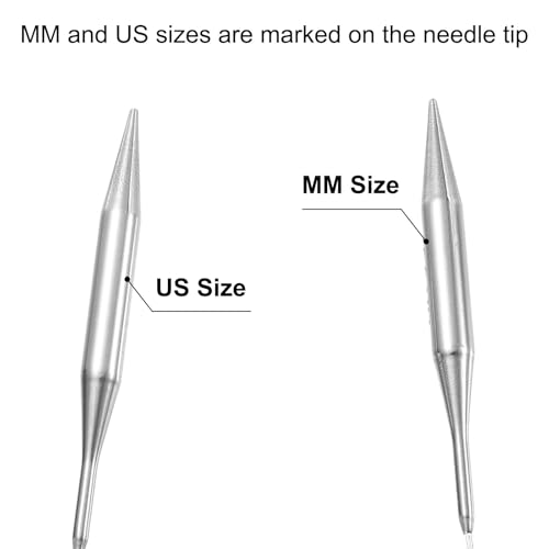 uxcell 15 Gauge Knitting Circular Needle 16 Inch(40cm) Metal Round Stainless Steel Needle with Large Eye Sewing & Stitch Markers for Handmade Projects DIY Knit Blankets - size: 10mm, 16 inch
