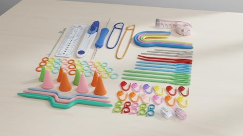 NAUNIQTEE 87-Piece Plastic Yarn Needle Set, Curved and Straight Darning Needles with Storage Case, Multicolor Sewing Tools for Knitting, Crochet, Tapestry, Weaving Projects