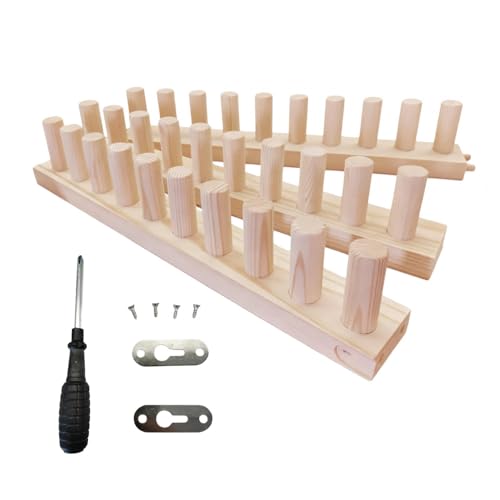 Badiman Wooden Knitting Loom Kit with Installation Tools, Adjustable DIY Crafting Home Decor Easy Assembly Reusable Wooden Peg Frame Beginner Friendly Gift, B - color: B Total Length 46" (Tools Needed)