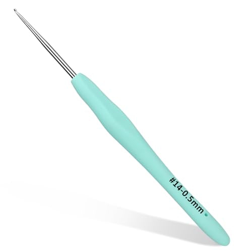 SHWAKK Small Crochet Hook, 0.5 mm Lace Ergonomic Crochet Hooks | Tiny Crochet Needles for Arthritic Hands, Knitting Needles with Soft Handle Beginners and Experienced Hobbyists (0.5 mm) - size: 0.5mm