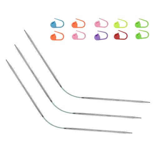 US2.5/3.0mm9-inchFlexibleCircular Double-PointedKnittingNeedles,3-PieceSet | Perfect for knitting socks, stuffed animals, fingerless gloves, coasters, and other small, delicate knitting projects - size: 3.0MM