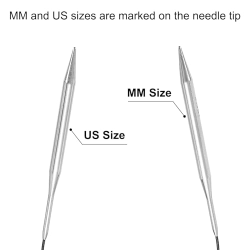 uxcell Size US 10.25 (6.5mm) Knitting Needles Circular Needle 16 Inch(40cm) Round Metal Stainless Steel Needle for Handmade Projects DIY Knitting Black - color: Black, size: 16 inch Size US 10.25 (6.5mm)