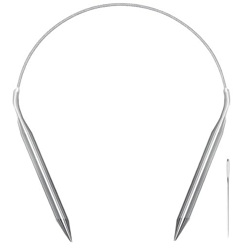 Aolfior Stainless Steel Circular Knitting Needles Size 13 16 Inch 9 mm Set Round Metal (Silver, 16 inch-13-(9mm)) Suitable for Beginners and Experienced Knitters Alike. - size: 16 inch-13-(9mm)