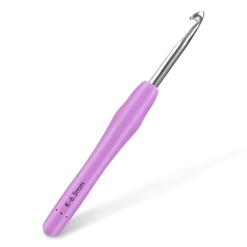 SHWAKK Crochet Hook, 6.5 mm Ergonomic Crochet Hooks for Arthritic Hands | Crochet Needles, Knitting Needles with Soft Handle Beginners and Experienced Hobbyists(6.5 mm) - size: 6.5mm