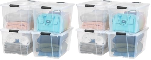IRIS USA 72 QT Plastic Storage Box with Lid and Latches - 8 Pack - BPA-Free, See-Through Organizing Solution, Durable Nestable Stackable Containers, Secure Pull Handle - Clear - color: Clear, size: 72 Qt, style: 8 Pack