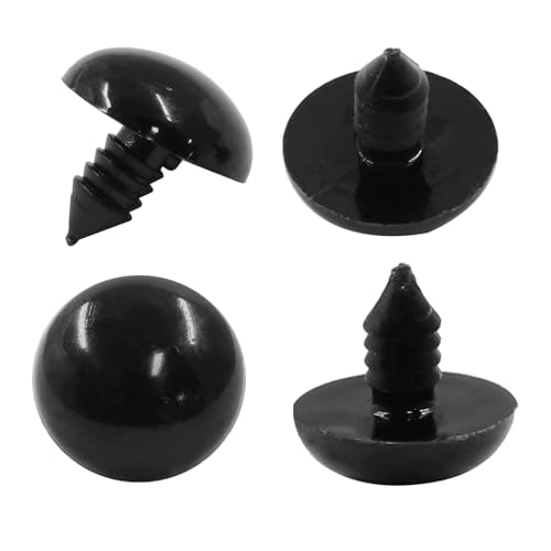 Hitefu 100 Pieces Large Safety Eye 18mm 0.7" Black Plastic Doll Eye | With Washer, Solid Craft, For DIY Puppet Crafts, Teddy Bear Amigurumi Making Supplies
