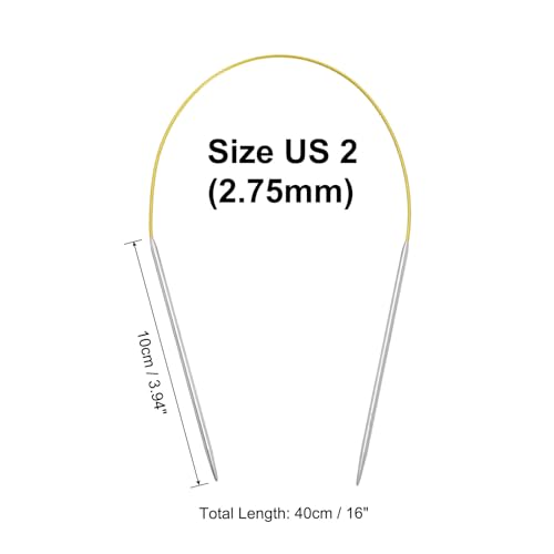 uxcell Size US 2 (2.75mm) Knitting Needles Circular Needle 16 Inch(40cm) Round Metal Stainless Steel Needle for Handmade Projects DIY Knitting Yellow - color: Yellow, size: 16 inch Size US 2 (2.75mm)