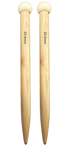 Weabetfu Large Size Bamboo Knitting Needle Straight Single Pointed Thick Knit Needles 13.8-inch Length Jumbo Knitting Needles for Huge Chunky Yarn Handmade DIY Knitting,US Size 36(20mm) - size: 20mm(S)