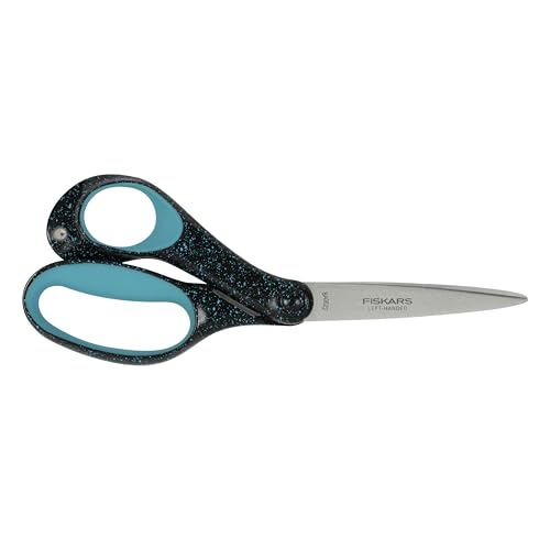 Fiskars 8" SoftGrip Left-Handed Teen Scissors, For Kids 15+, Blue Speckled | Scissors with Precise Blades for School or Crafting, Ergonomic Handles Designed for Teens, Back to School Supplies - style: Blue Speckled - Left-Handed