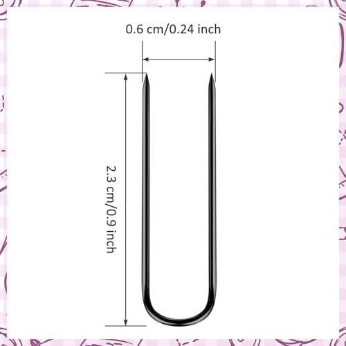 MTLEE 200 Pieces Fork Pins for Quilting Sewing Double Needlecraft Blocking Stainless Steel U-pins for DIY Sewing Jewelry Craft Making, 0.91 x 0.2 Inch(Black) - color: Black