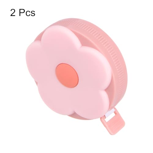 HARFINGTON 2pcs Soft Tape Measure 60-Inch 1.5 Meter Retractable Mini Cartoon Measuring Tape Cute Tape Ruler for Sewing Craft Cloth Body Measurements, Pink Flower - color: Pink Flower