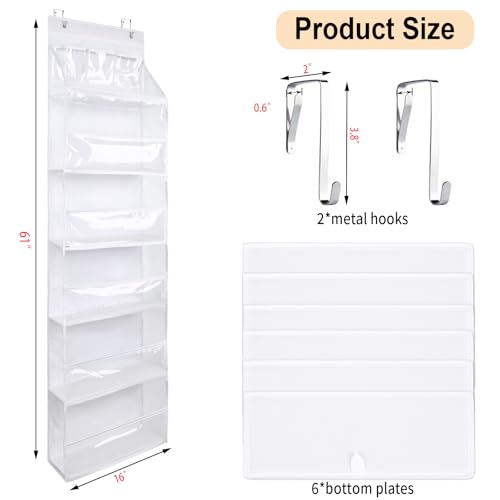 Hanging Yarn Storage Organizer - 6 Tiers Over the Door Yarn Crochet Organizer Shelves with 3 Top Knitting Needle Pockets, Large Capacity Clear Yarn ball Holder for Knitting Supplies
