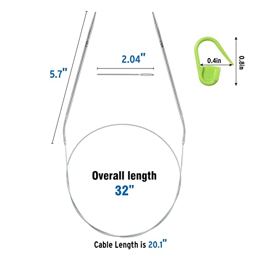 Stainless Steel Circular Knitting Needles Set for Beginners, 32 inch US Size 2 (3mm) Round Metal Knitting Needles with Magic Loop, Fixed Circle Needles for Sock, Blankets, Sweater, Scarf, Mittens - color: Size US 2 (3mm)