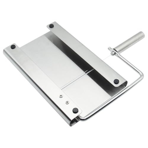 1PCS Cheese Cutter Slicer Board Stainless Steel Block Cheese Slicer with Grid Scale Lines and Replacement Wires