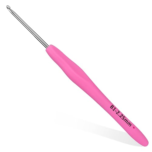 SHWAKK Crochet Hook, 2.25 mm Ergonomic Crochet Hooks for Arthritic Hands | Crochet Needles, Knitting Needles with Soft Handle Beginners and Experienced Hobbyists - size: 2.25mm