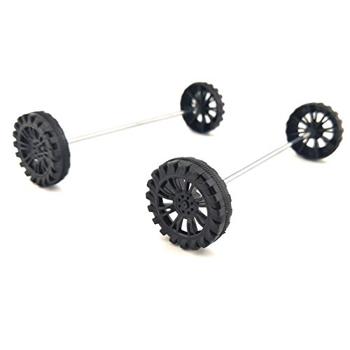 EUDAX 300 PCS 30mmx8mm Plastic Roll 2mm Dia Shaft Toys Wheel and 2mmx100mm STEM Shaft Round Rod Axles for DIY Toy RC Car Truck Boat Helicopter Model Part Building Projects (Black) - color: Black