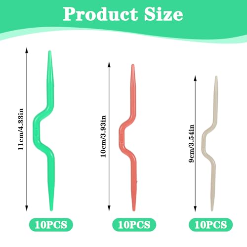 30 Pieces Cable Needles for Knitting Cable-Needles Set Stitch Holders Colorful Plastic Knitting Bent Weaving Needle-Hooks for Yarn Sewing