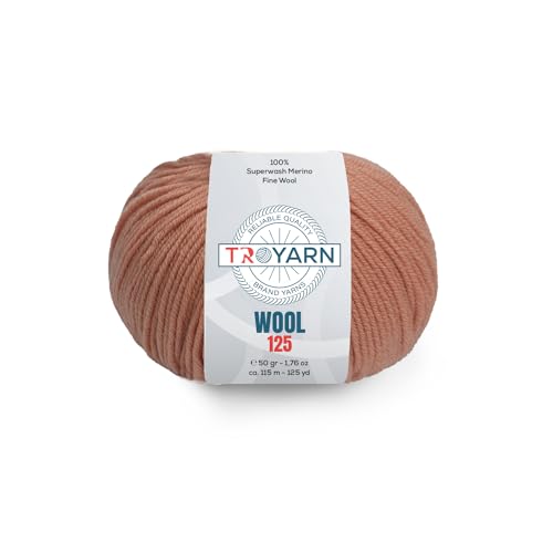 Troyarn Wool 125 (4- Skeins Pack) 100% Superwash Merino Fine Wool Light Worsted Weight #3 Soft Knitting and Crochet Yarn for Crocheting and Knitting (4 x 1.76 oz) / (4 x 125 Yds) (10910 - Terra) - color: 10910, size: 4 Skein
