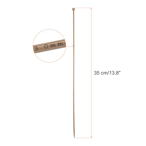 HARFINGTON 3mm Bamboo Knitting Needle Straight Single Pointed 13.8 Inch Long Wooden Sweater Knitting Needles US Size 2.5 for Yarn Beginners Hand Sock DIY - size: 3mm US Size 2.5