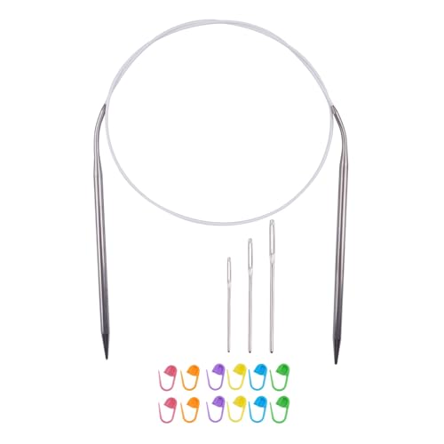 Circular Knitting Needles 32inches/80cm,Size US 8.0(5mm) Stainless Steel Round Knitting Needles for Handmade Knitting DIY - size: US8/5mm