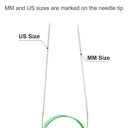 uxcell US 1(2.25mm) Knitting Circular Needle 40 Inch(100cm) Metal Round Stainless Steel Needle with Large Eye Sewing & Stitch Markers for Handmade Projects DIY Knit Blankets - size: US1(2.25mm)