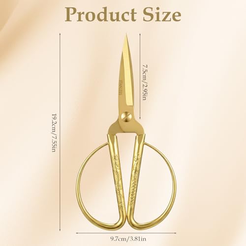 Ribbon Cutting Scissors, Giant Gold Scissors Grand Opening Scissor for All Ribbon Cutting and Inauguration Ceremonies Embossed Handle 7.48"