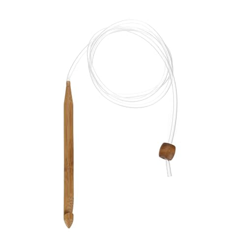 HARFINGTON Bamboo Tunisian Circular Crochet Hook 10mm (US N/15) Afghan Wood Knitting Hook Needles with Cable and Bead End for Weave Crocheting Craft Yarn, Brown - color: Brown, size: 10mm (US N/15)