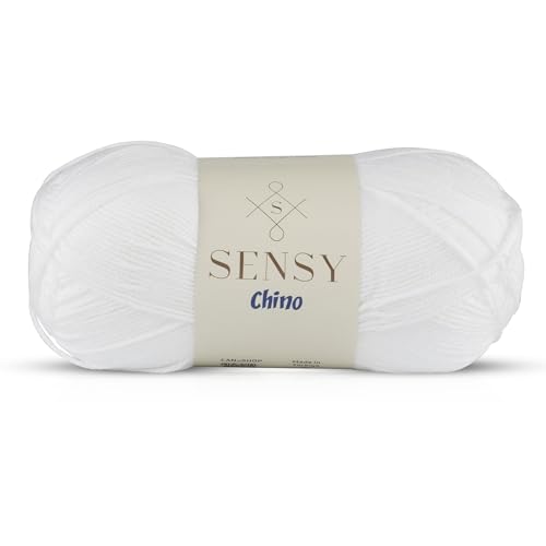 S Sensy Chino - Cotton&Premium Acrylic Blend #2 Fine Yarn, White, 361 Yards - color: White, size: 1 Skein